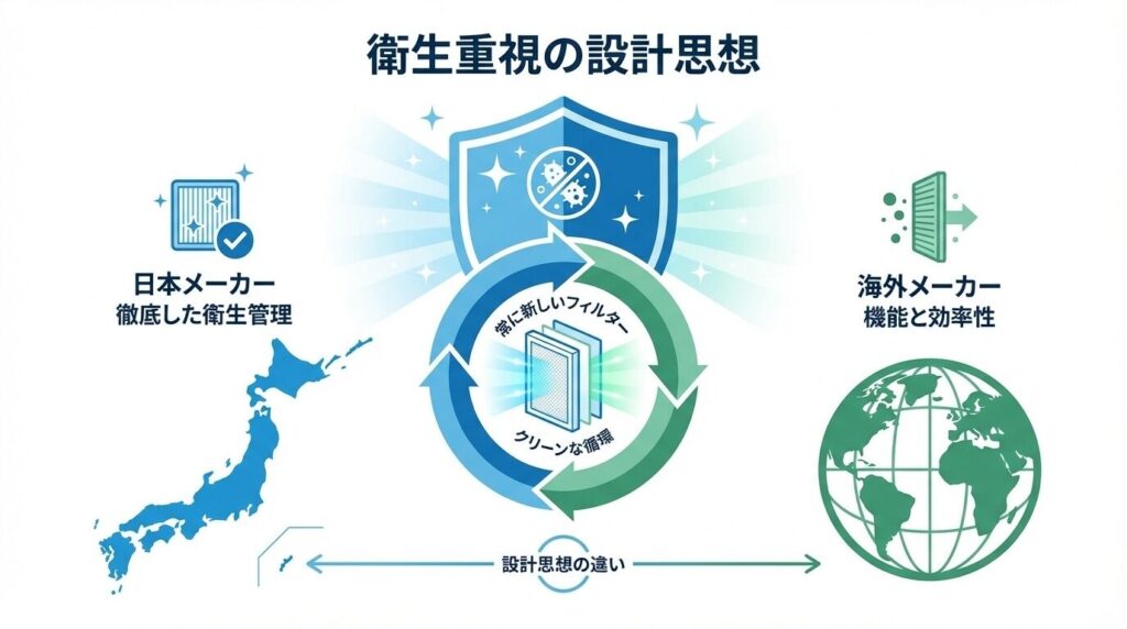 なぜ短い？日本メーカーと異なる「衛生重視」の設計思想