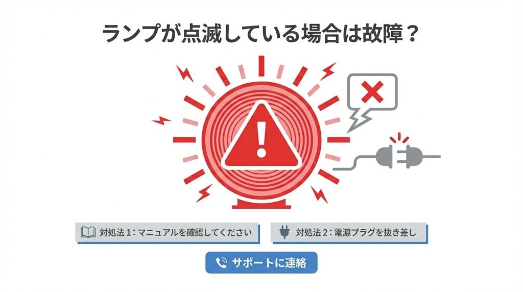 赤いランプが点滅している場合は故障？