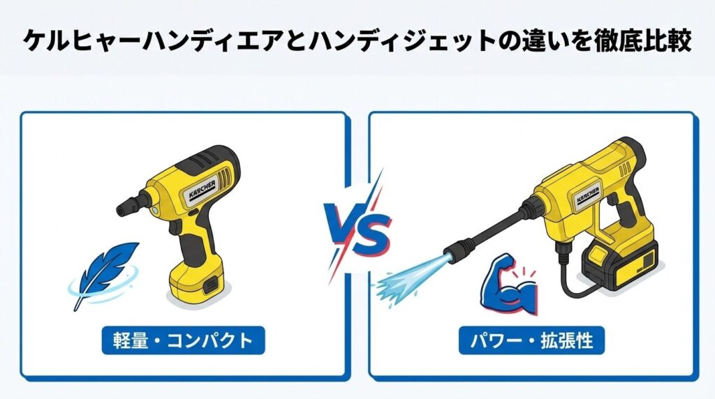 ケルヒャーハンディエアとハンディジェットの違いを徹底比較