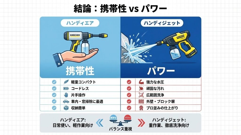 結論:携帯性 vs パワー