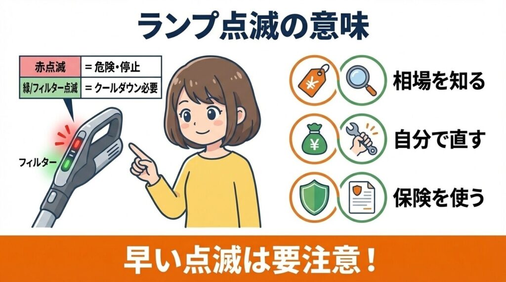 赤・緑ランプの点滅パターンと意味