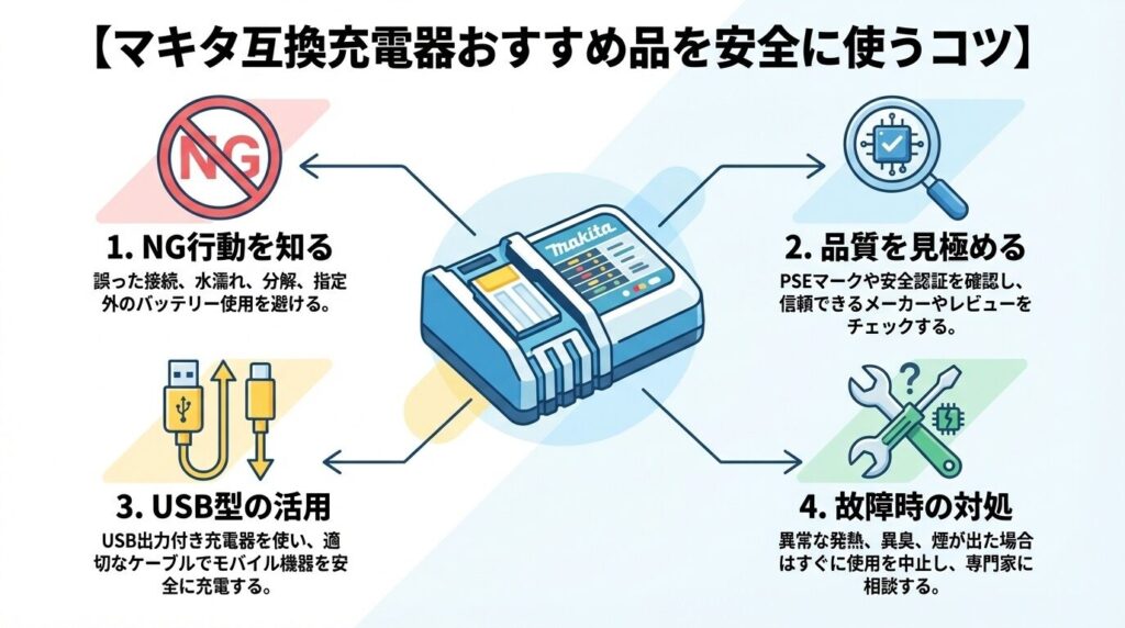 マキタ互換充電器おすすめ品を安全に使うコツ