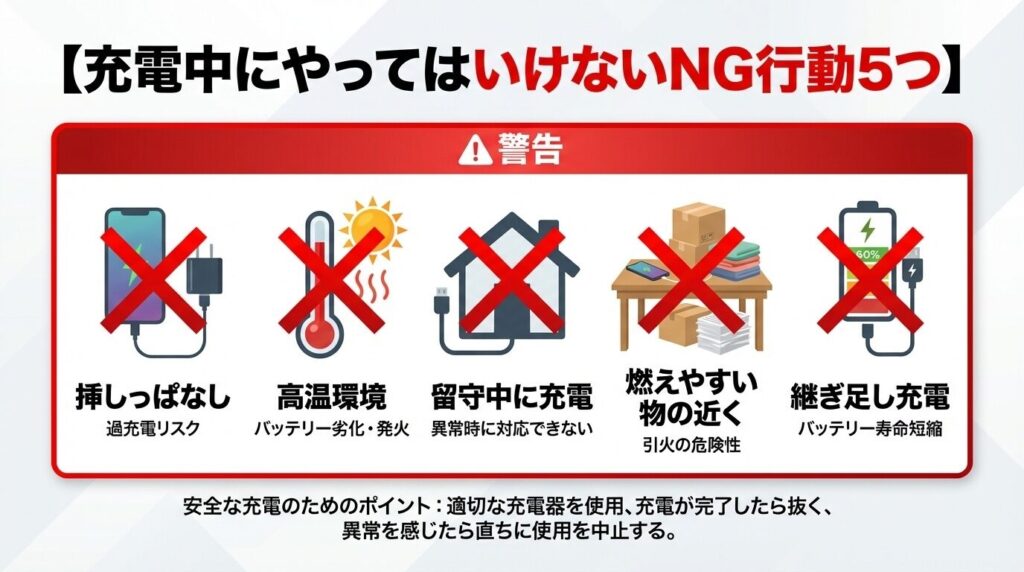 充電中にやってはいけないNG行動5つ