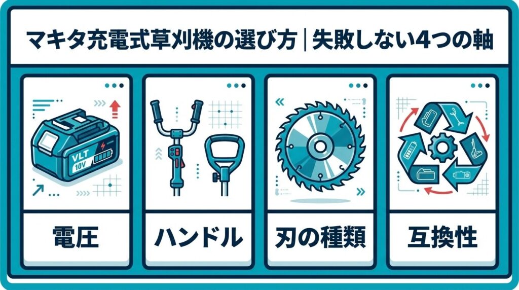 マキタ充電式草刈機の選び方｜失敗しない4つの軸