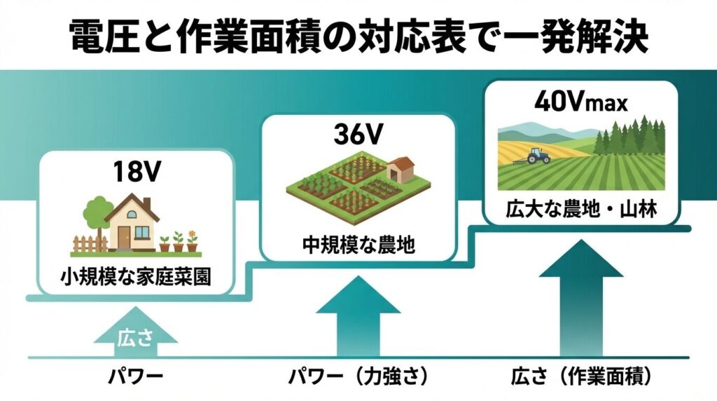 電圧と作業面積の対応表で一発解決