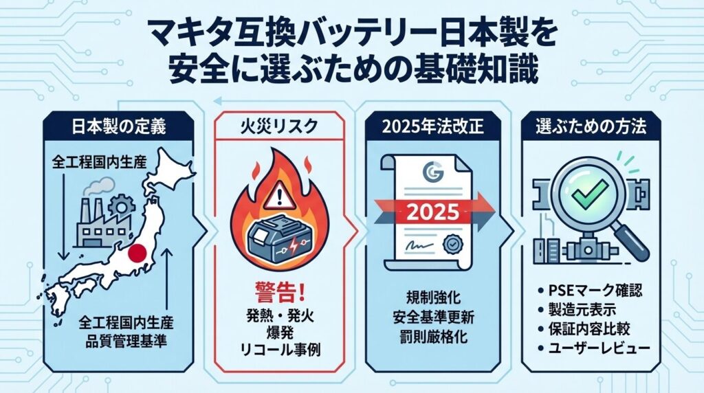日本製マキタ互換バッテリーを安全に選ぶ基礎知識