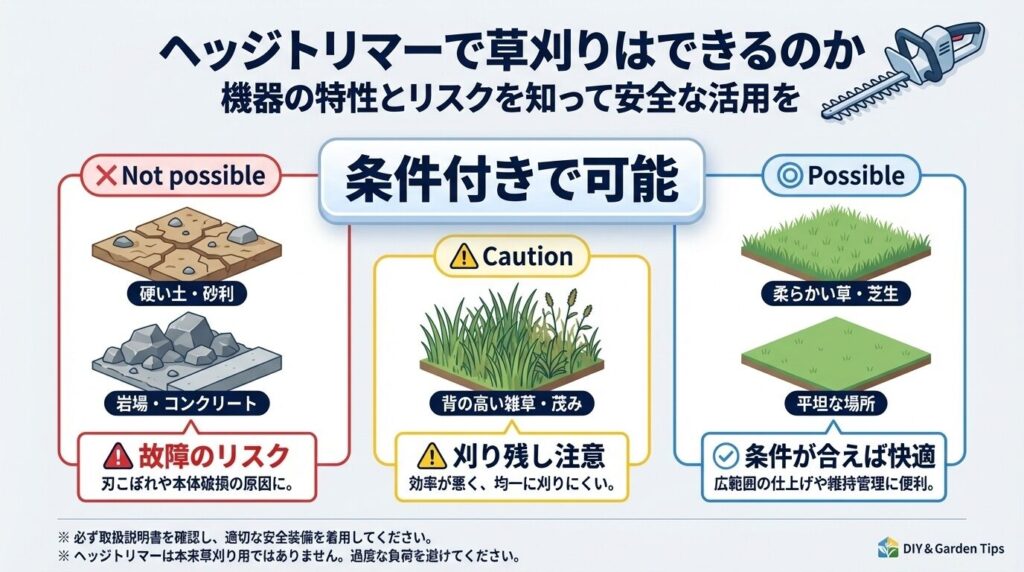 ヘッジトリマーで草刈りはできるのか