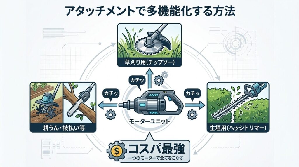 アタッチメントで多機能化する方法