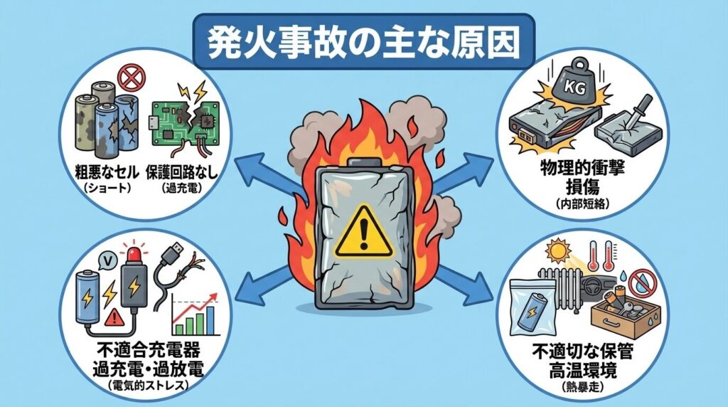 互換品で発火事故が起きる2つの原因と純正との違い