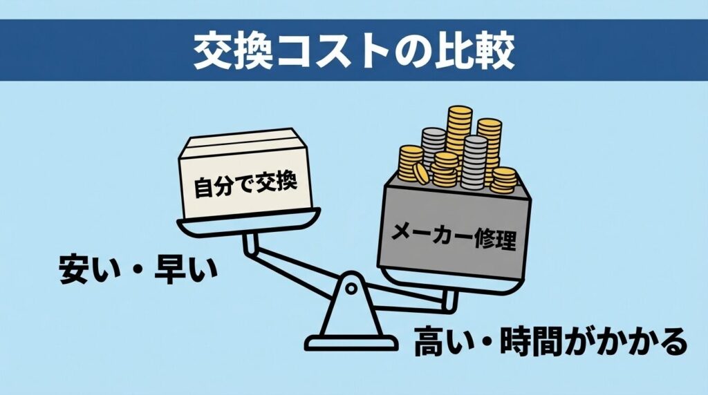 メーカー修理に出す場合と自分で交換する場合のコスト比較